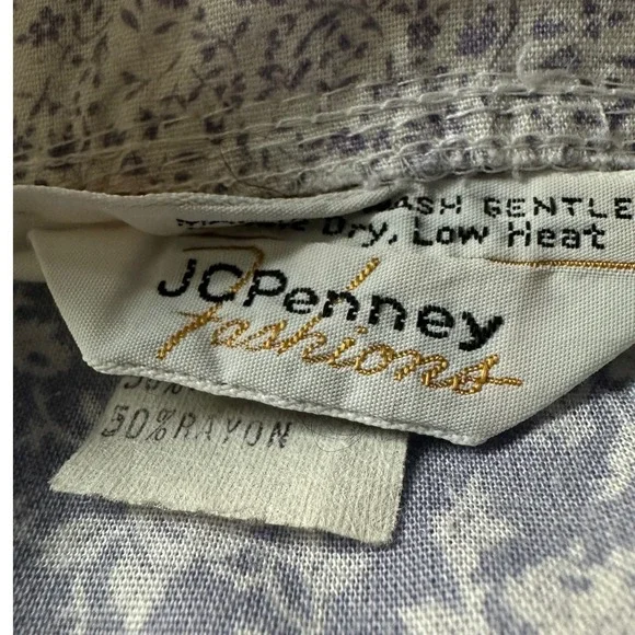 Vintage 70s JCPenney Fashions Lilac Floral Midi Skirt Lace‎ Trim Button Front S - Picture 5 of 6